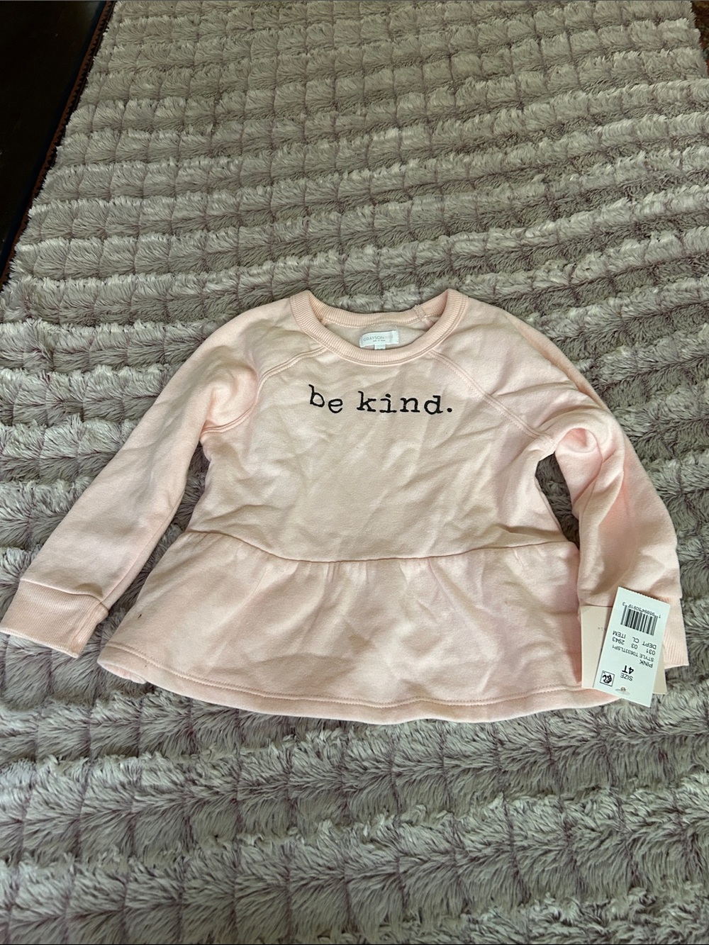 Grayson be kind. Pink Peplum Sweatshirt Top size 4T